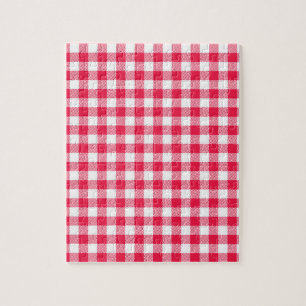 Puzzle Clásico patrón de gingham rojo y blanco rústico