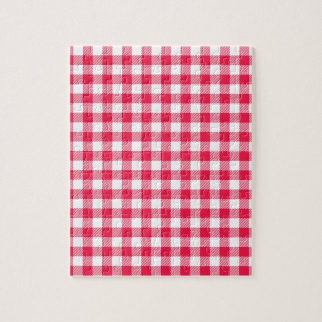 Puzzle Clásico patrón de gingham rojo y blanco rústico (Vertical)