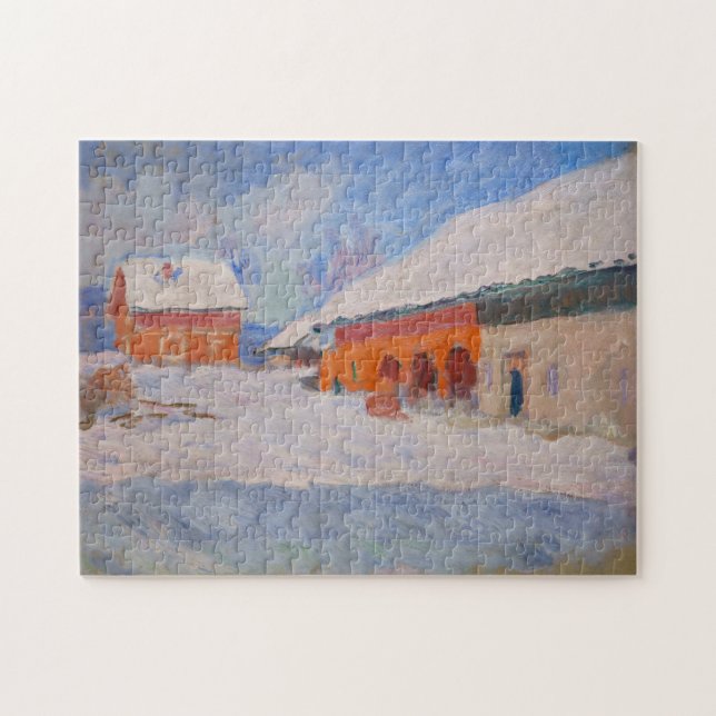 Puzzle Claude Monet - Noruega, casas rojas en Bjornegaard (Horizontal)