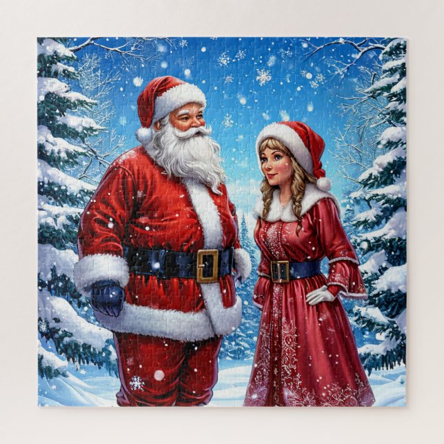 Puzzle Claus festivo y Sra. Claus (Vertical)