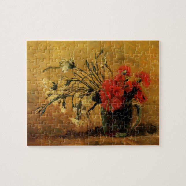 Puzzle Claveles rojos y blancos por Vincent van Gogh (Horizontal)