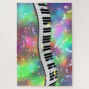 Puzzle Claves de piano coloridas con luces brillantes