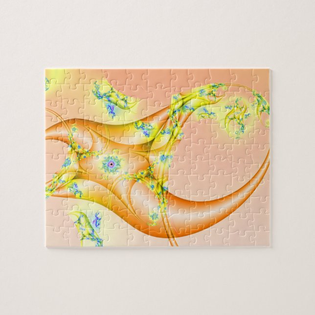 Puzzle Claw | Arte fractal Naranja y amarillo (Horizontal)