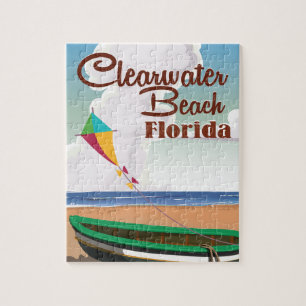 Puzzle Clearwater Beach, poster de viajes vintage de Flor