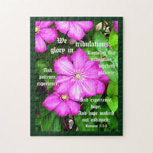 Puzzle Clematis con romanos 5:3-5