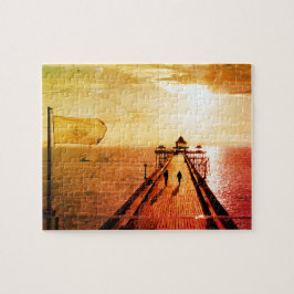 Puzzle Clevedon Pier Red Sunset, Somerset, Reino Unido -