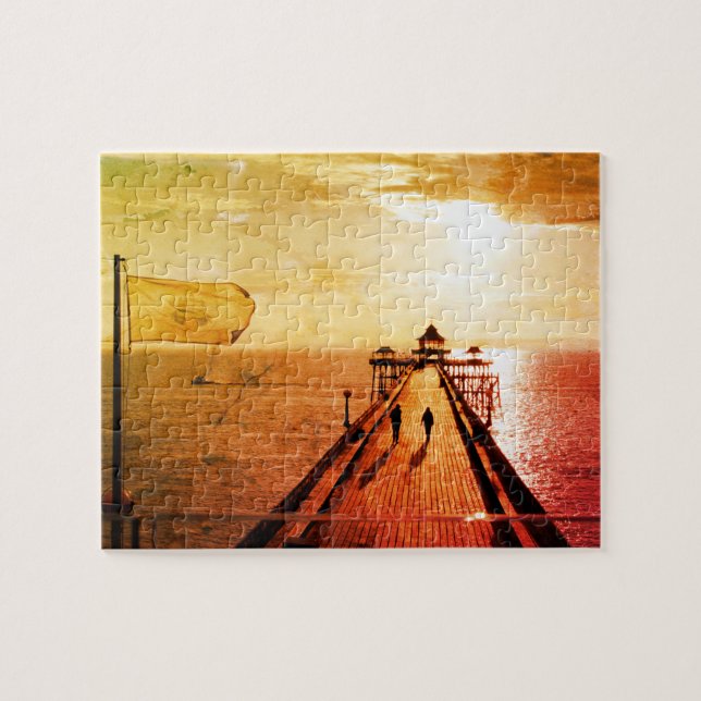 Puzzle Clevedon Pier Red Sunset, Somerset, Reino Unido - (Horizontal)