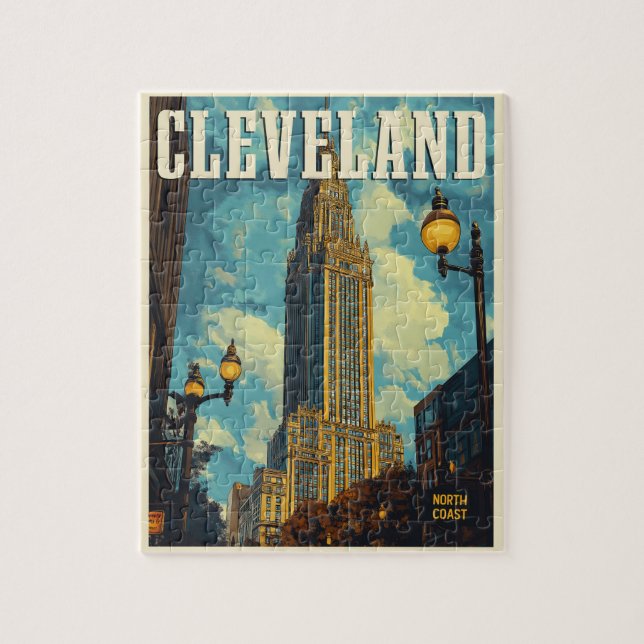 Puzzle Cleveland Vintage Travel (Vertical)
