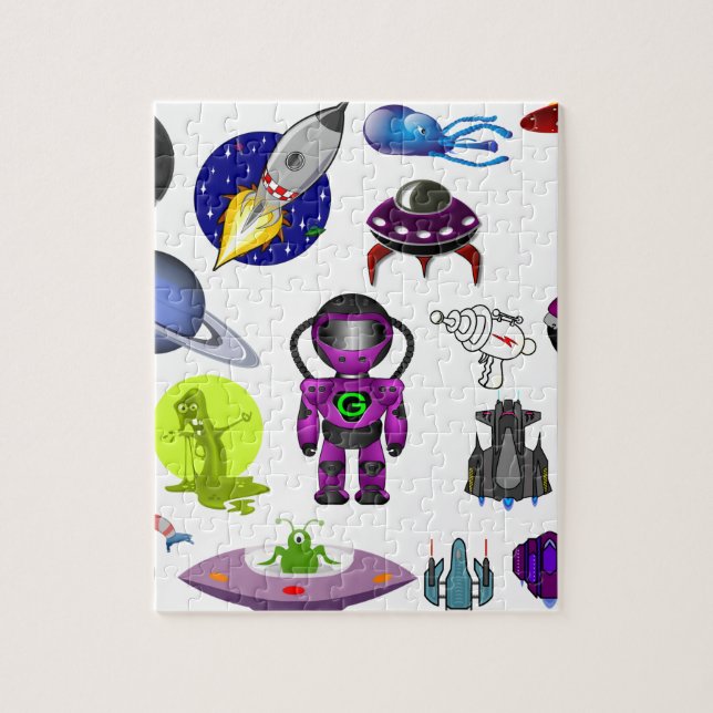 Puzzle clip de espacio arte aliens space craft (Vertical)