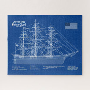 Puzzle Clipper Ship Flying Cloud - Blueprint ABD