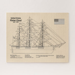 Puzzle Clipper Ship Flying Cloud - Ship Blueprint SD