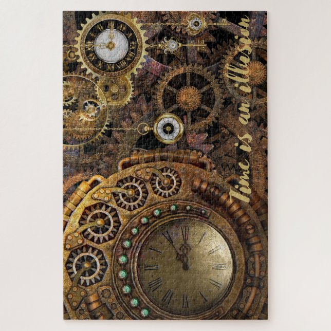 Puzzle Clocks de Steampunk "El tiempo es una ilusión" (Vertical)