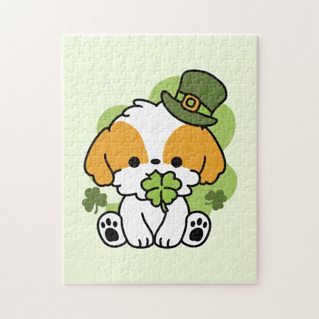 Puzzle Clover Pup Love - Diseño de perros del Día de San  (Vertical)