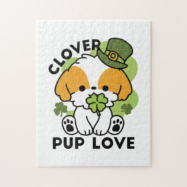 Puzzle Clover Pup Love - Diseño de perros del Día de San  (Vertical)