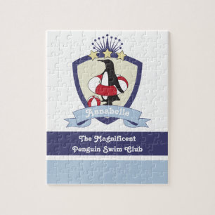 Puzzle Club de natación personalizado Cresta de pingüino