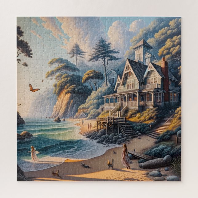 Puzzle Coastal Cottage Seaside Retreat Beach Ocean View (Vertical)