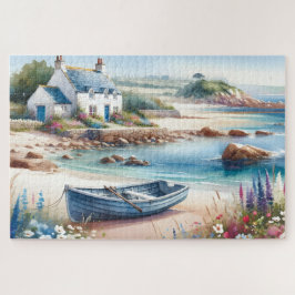 Puzzle Coastal Cottage Seaside Rowboat Bloom