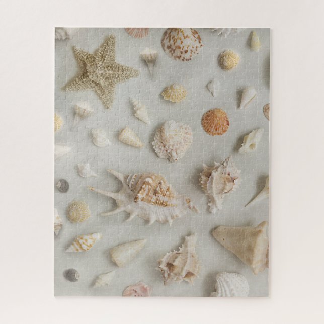 Puzzle Coastal Seashells Starfish Beach Beige (Vertical)