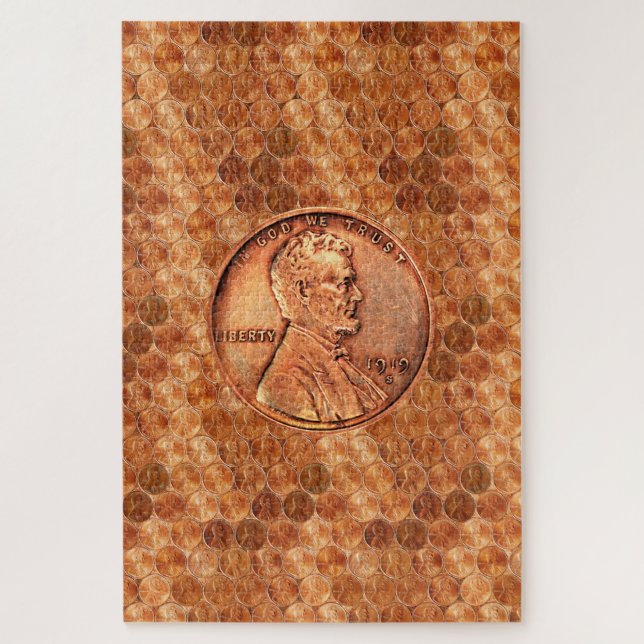 Puzzle Cobre Abraham Lincoln penny, un centavo de cobre (Vertical)