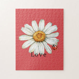 Puzzle Coccinella Flor de Margarita Blanca Roja Chic