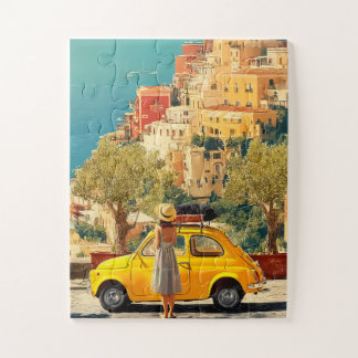 Puzzle Coche Amarillo Vintage en la Costa Amalfitana, Pos