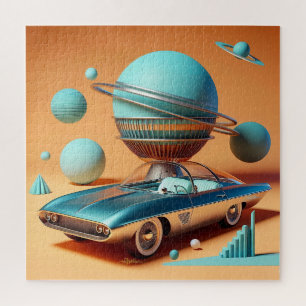 Puzzle Coche crucero con vista al cielo futurista atómico