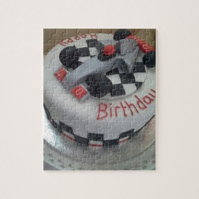 Puzzle coche de carreras de cumpleaños feliz (Vertical)