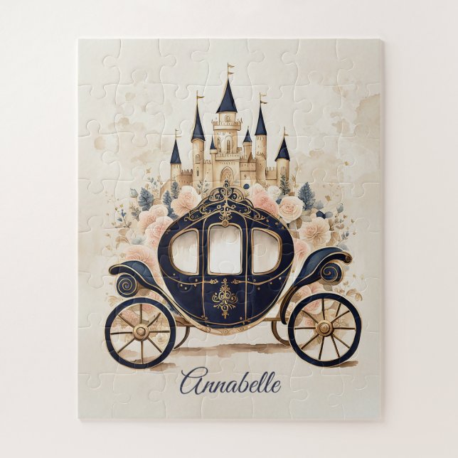 Puzzle Coche de Cuento de Hadas y Castillo (Vertical)