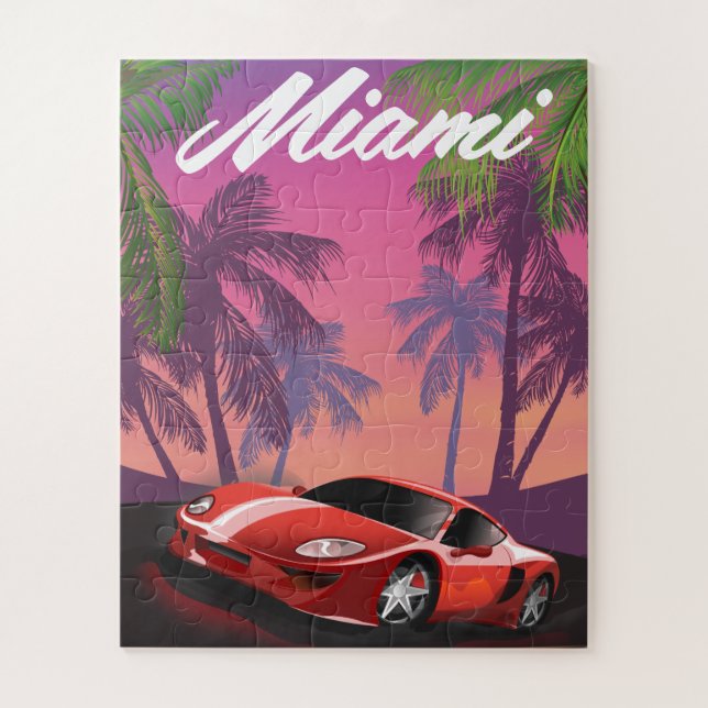 Puzzle coche deportivo Miami 1990s (Vertical)