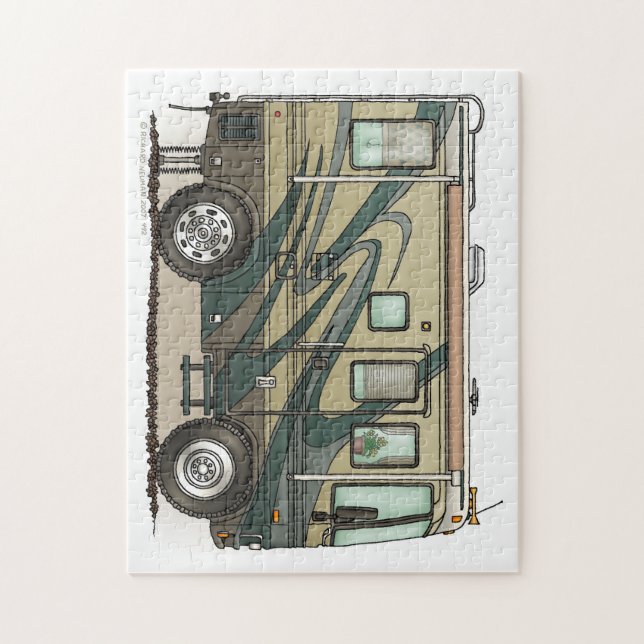 Puzzle Coche grande Motorhome del campista contento lindo (Vertical)