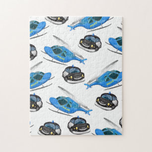 Puzzle Coche y helicóptero de la policía