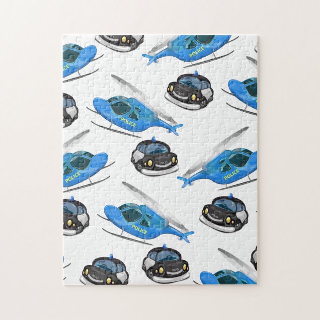 Puzzle Coche y helicóptero de la policía (Vertical)