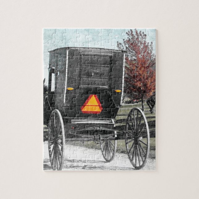 Puzzle Cochecillo de Amish del otoño (Vertical)