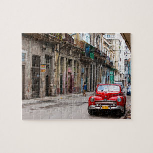 Puzzle Coches retro en la calle de La Habana