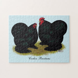 Puzzle Cochins Black Bantam Pair