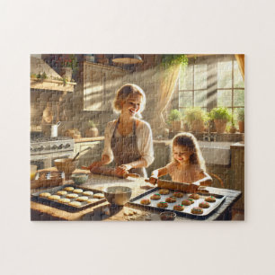 Puzzle Cocina Acogedora de Madre e Hija Horneando