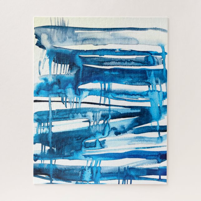 Puzzle Cocitos de acuarela de arte abstracto azul (Vertical)