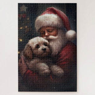 Puzzle Cockapoo con Navidades festivos de Santa Claus
