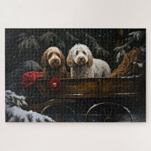 Puzzle Cockapoo Trineo Nevado Decoración de Navidad
