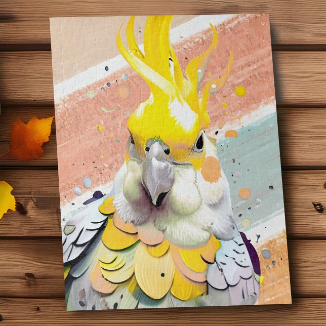 Puzzle Cockatiel Mascota pájaro animal amante amarillo gr (Lutino Cockatiel Pet Bird Puzzle)