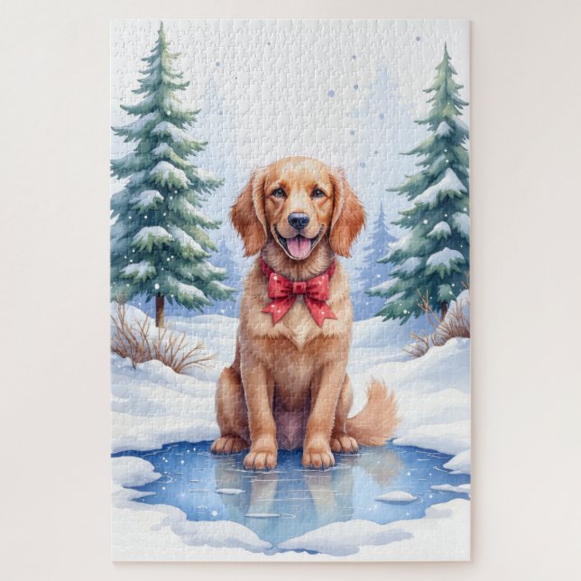 Puzzle Cocker Spaniel Americano de Agua Estanque Congelad (Vertical)