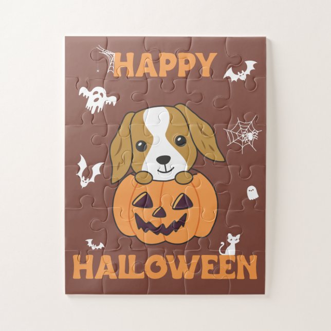 Puzzle Cocker Spaniel Calabaza Cute Perros Feliz Hallowee (Vertical)