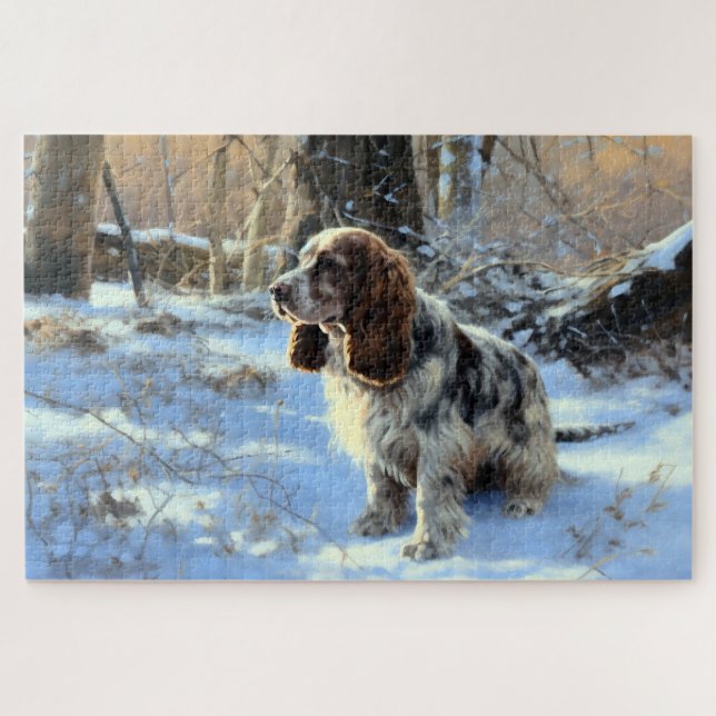 Puzzle Cocker Spaniel Deja que nieve Navidad (Horizontal)