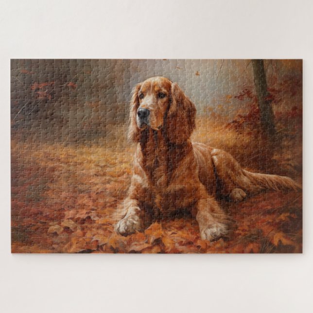 Puzzle Cocker Spaniel en otoño inspira caída de hojas (Horizontal)