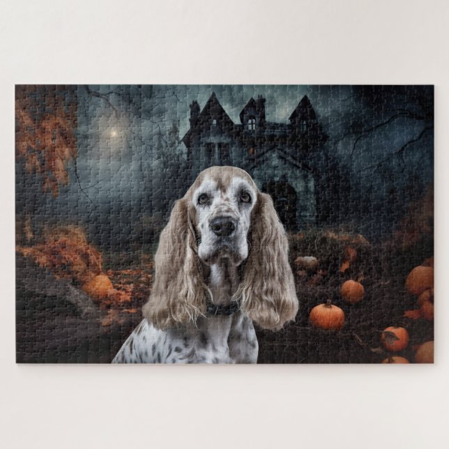 Puzzle Cocker Spaniel Halloween Espantoso (Horizontal)