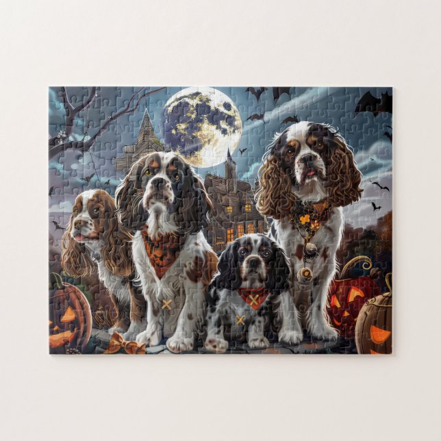 Puzzle Cocker Spaniel Halloween Espeluznante (Horizontal)