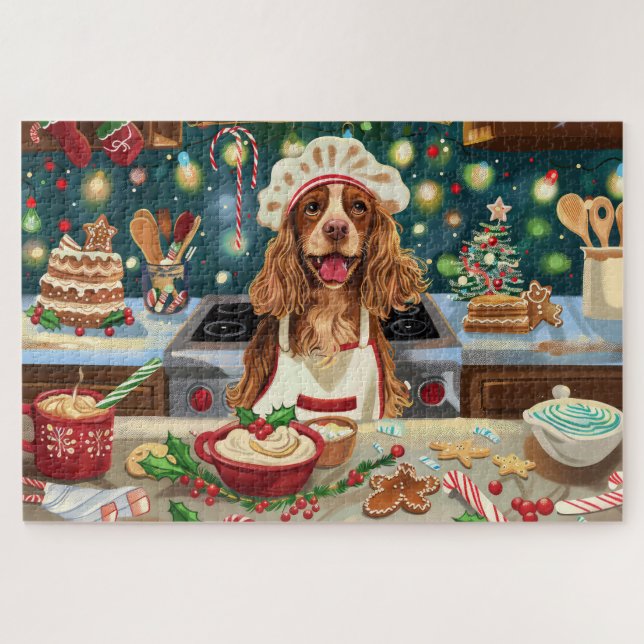 Puzzle Cocker Spaniel Holiday Baking: Navidades festivos (Horizontal)