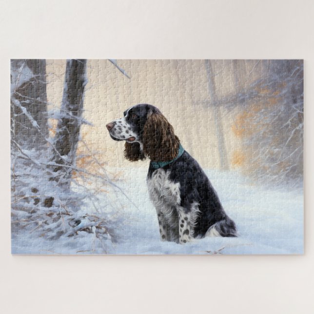 Puzzle Cocker Spaniel Inglés de Muelle Deja que Nieve Nav (Horizontal)