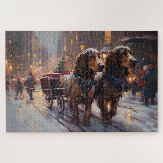 Puzzle Cocker Spaniel Inglés Temporada Navideña Festiva (Horizontal)