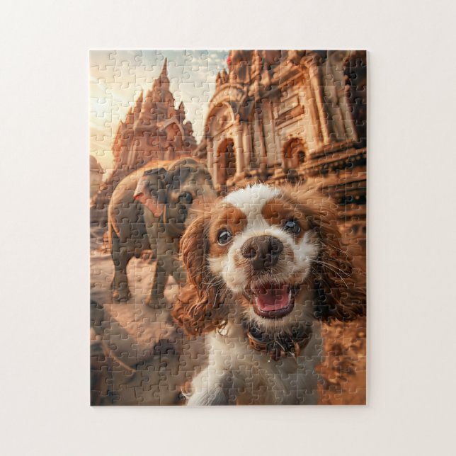 Puzzle Cocker Spaniel King Charles en el templo de Ankor (Vertical)